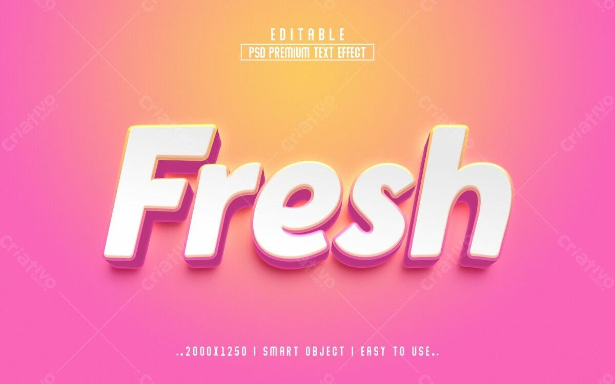 Efeito de Texto PSD Editável para Marca Fresca
