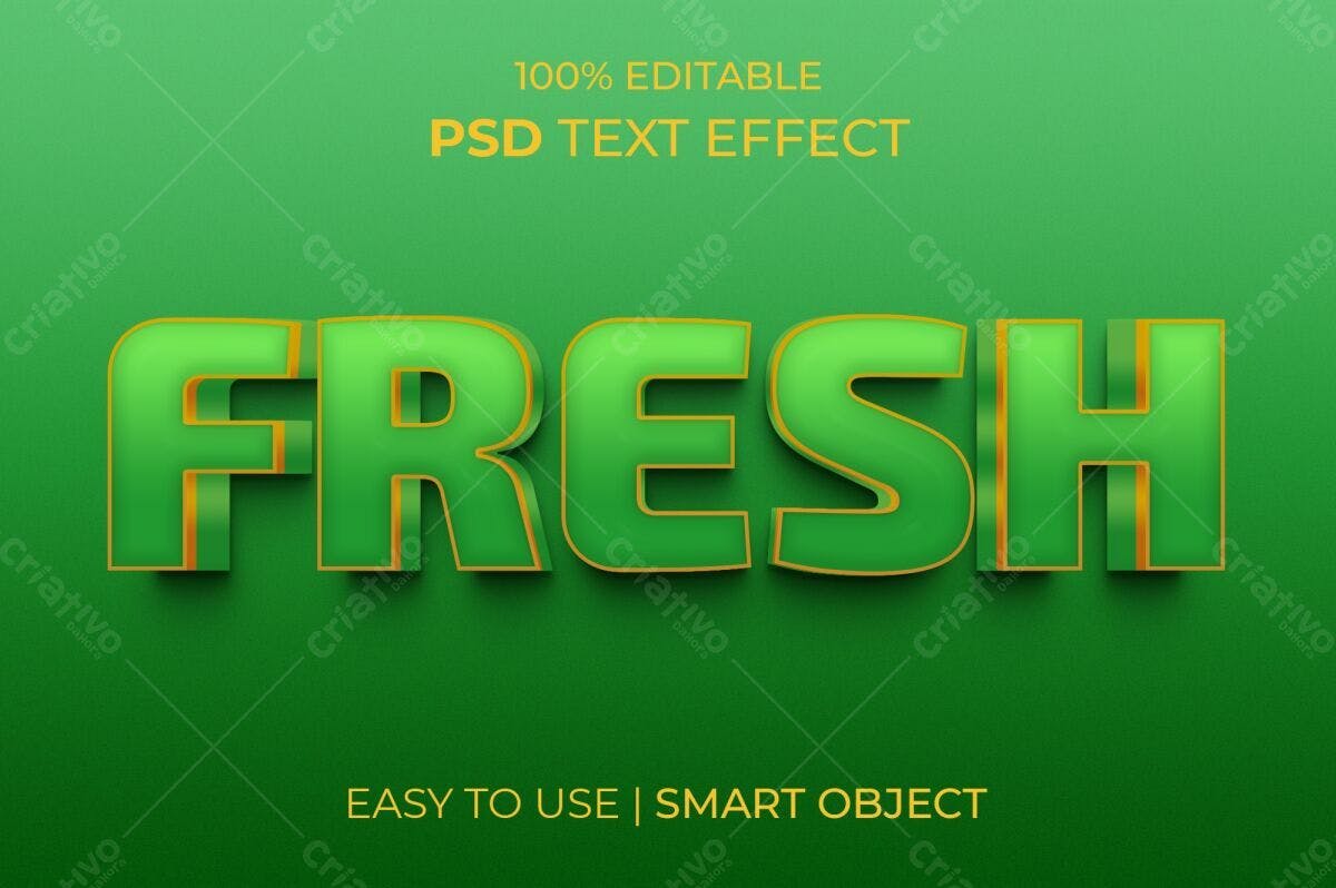 Efeito de Texto PSD para Designs Frescos e Verdes
