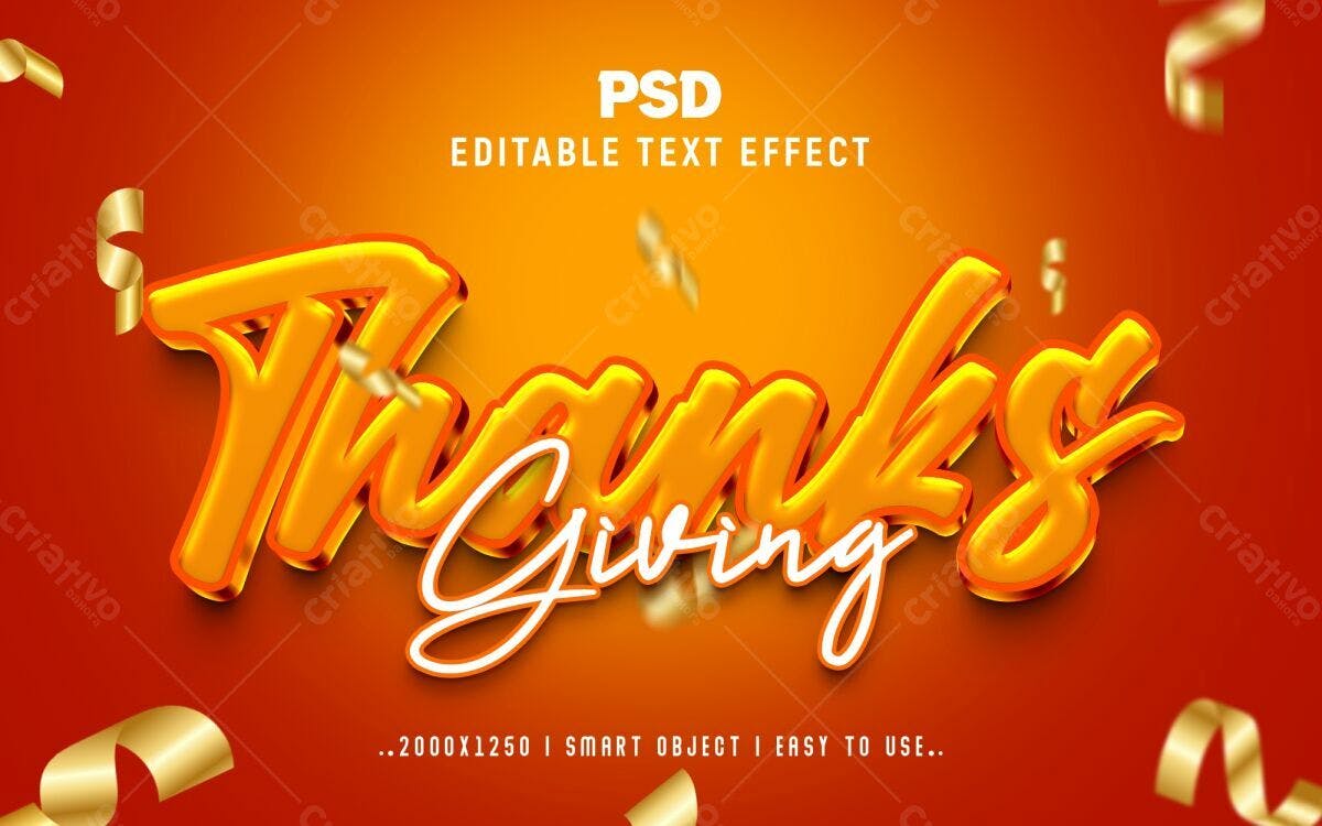 Efeito de Texto Ação de Graças PSD Editável