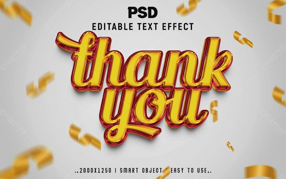 Obrigado Estilo De Efeito De Texto Psd Editável Em 3D