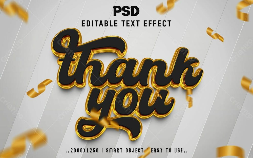 Obrigado Estilo De Efeito De Texto Psd Editável Em 3D