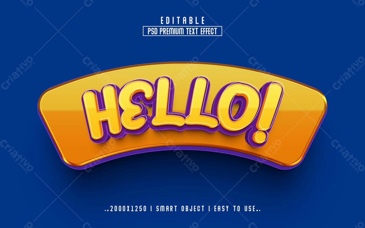 Efeito de Texto 3D "Hello" PSD Editável
