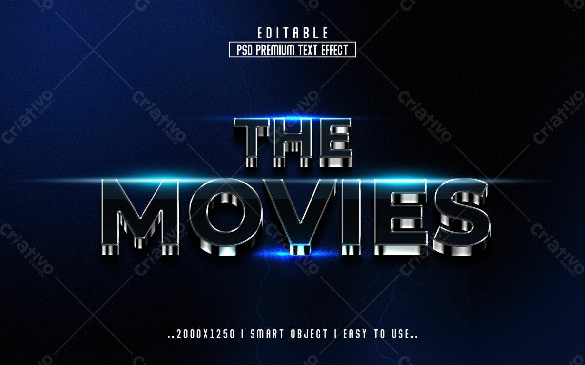 Efeito de Texto The Movies PSD Editável