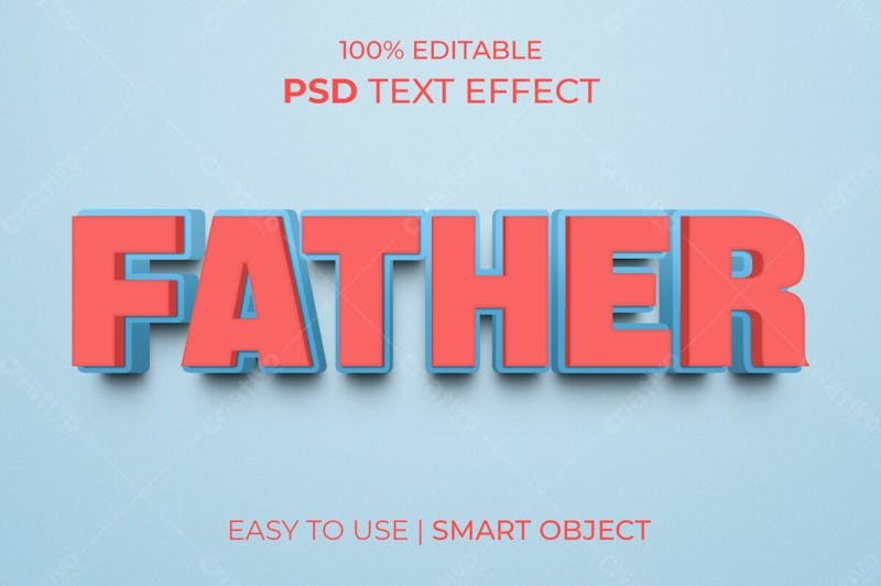 Pai 3d estilo de efeito de texto psd editável