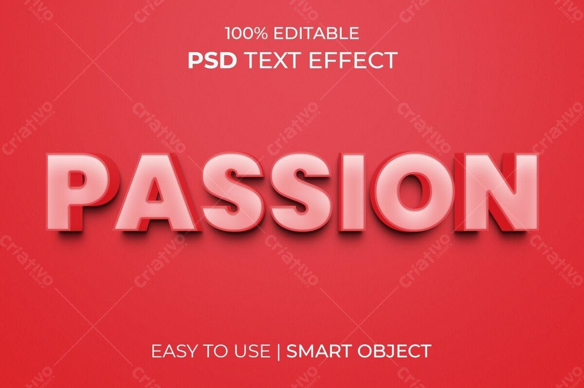 Efeito de Texto em PSD para Designs apaixonados PSD Editável
