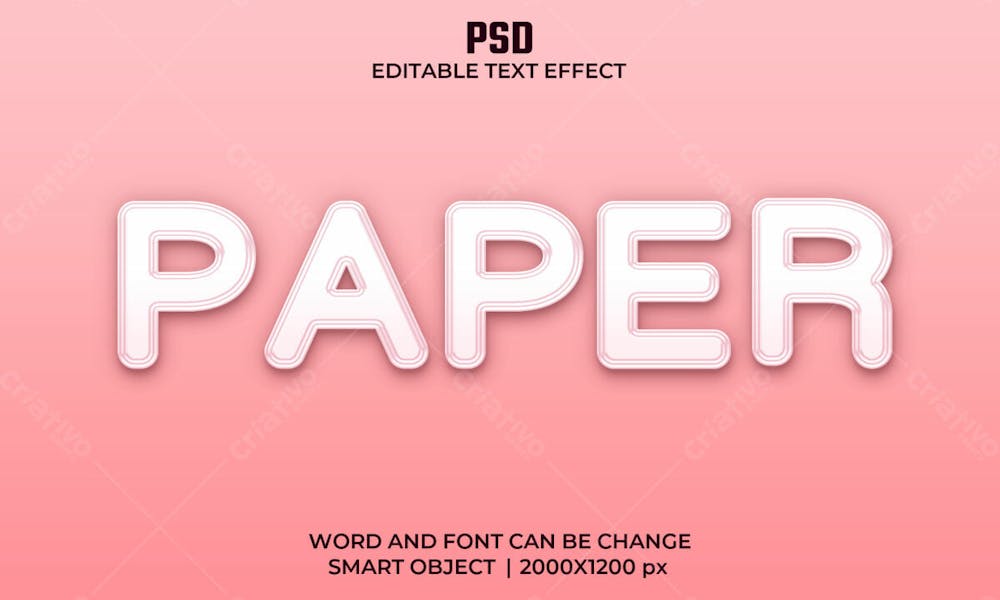 Papel 3D Editável Efeito De Texto Psd Estilo Moderno