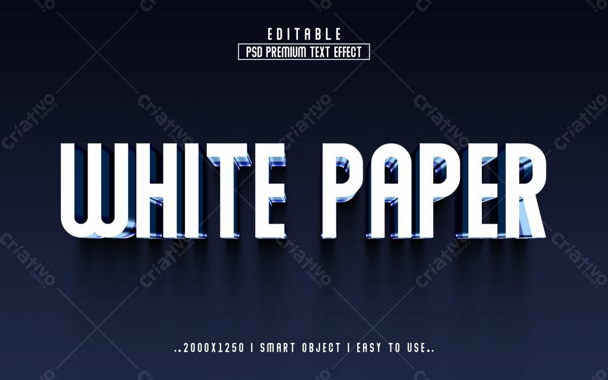 Texto 3D White Paper PSD Editável