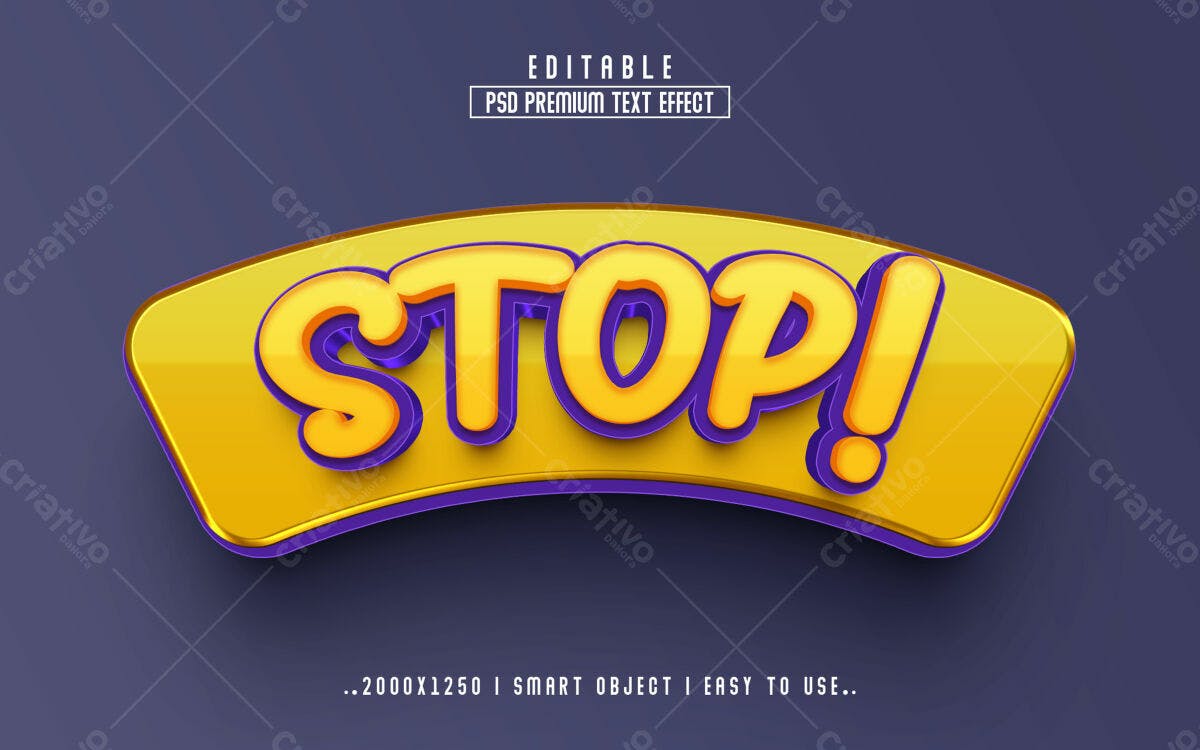 Efeito de Texto 3D STOP! PSD Editável