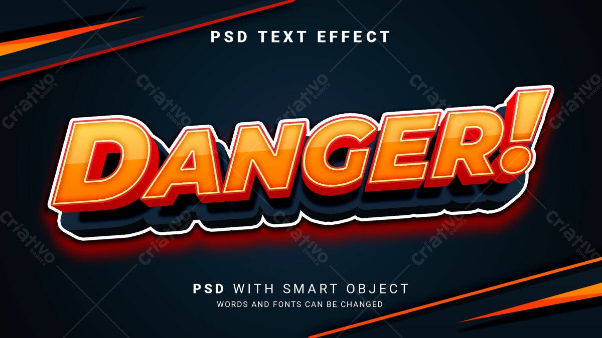 Efeito de Texto Danger PSD Editável