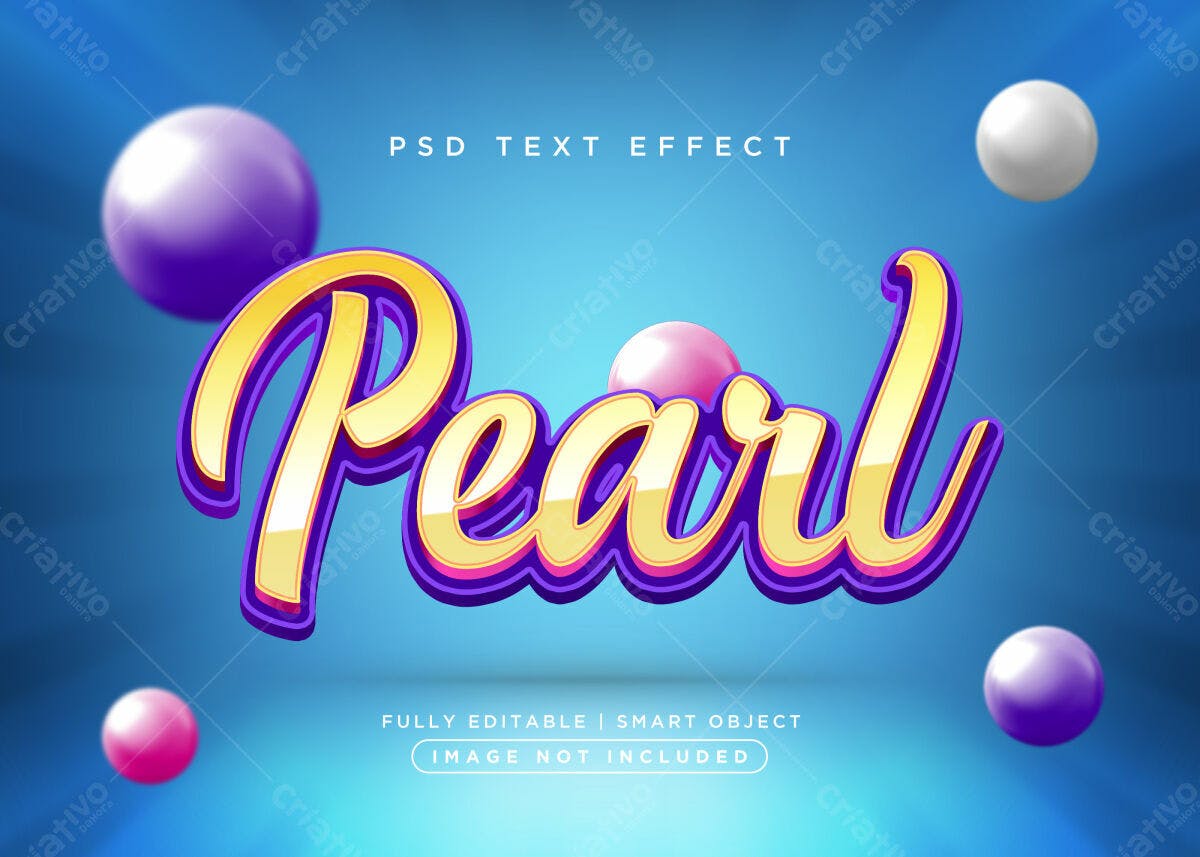 Efeito de Texto Pérola PSD Editável