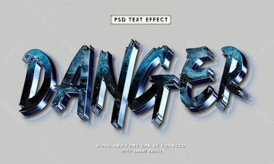Perigo 3D Efeito De Texto Psd Editável Estilo Moderno