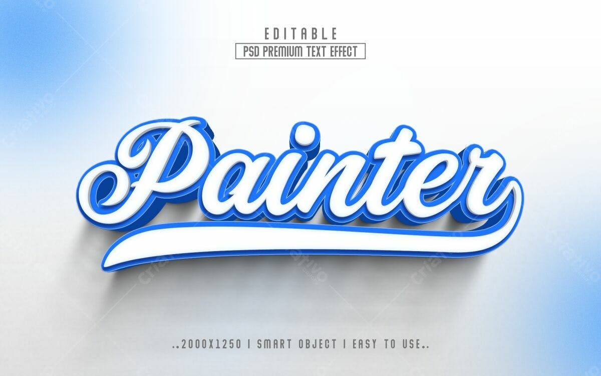 Efeito de Texto 3D para Pintor PSD Editável