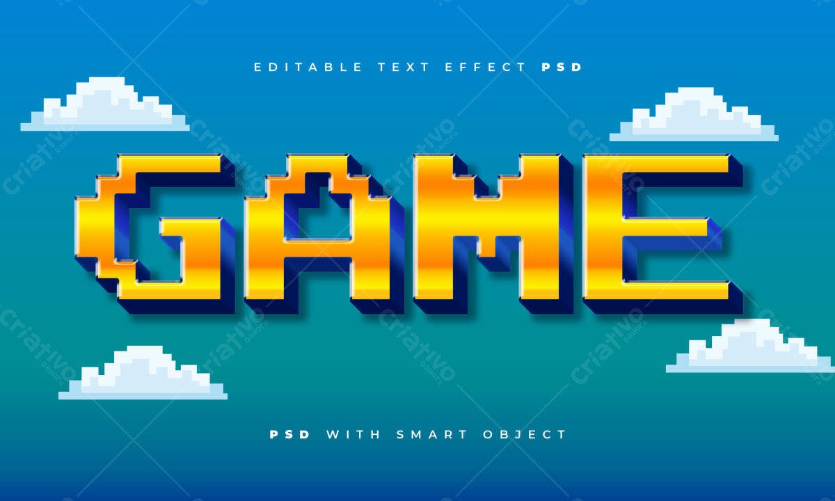 Efeito de Texto GAME 8bits PSD Editável