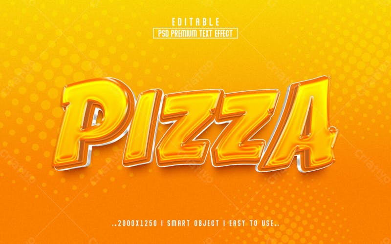 Pizza 3d editável efeito de texto psd estilo moderno