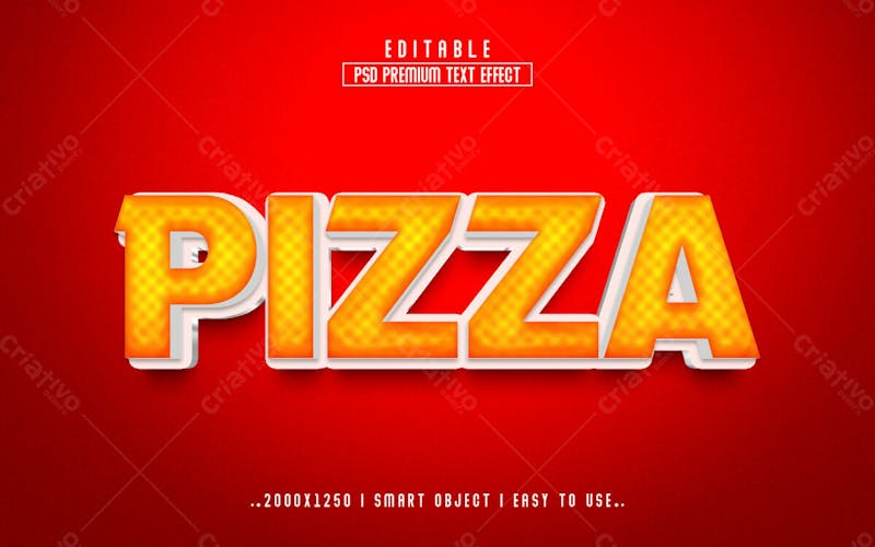 Pizza 3d editável psd efeito de texto estilo moderno