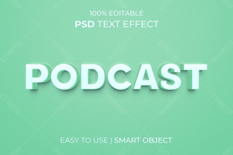Podcast 3d editável estilo de efeito de texto psd