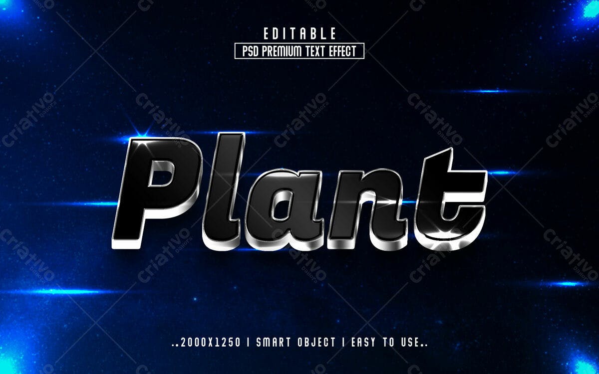 Efeito de Texto 3D Plant PSD Editável