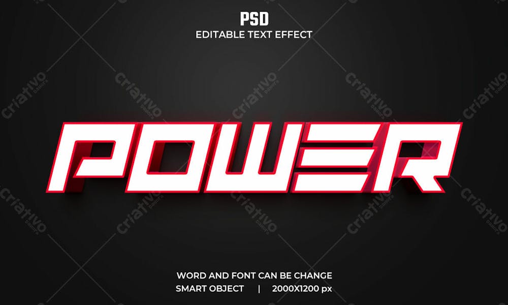 Poder 3D Efeito De Texto Psd Editável Estilo Moderno