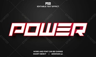 Poder 3D Efeito De Texto Psd Editável Estilo Moderno