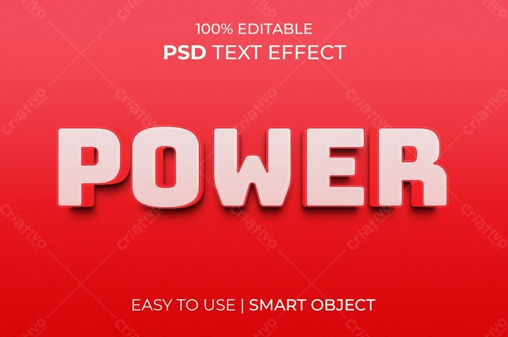 Poder 3D Estilo De Efeito De Texto Psd Editável