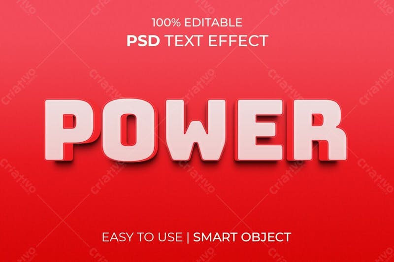 Poder 3d estilo de efeito de texto psd editável