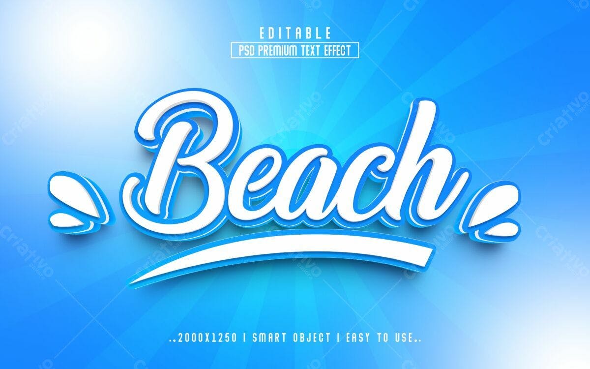 Efeito de Texto Praia PSD Editável