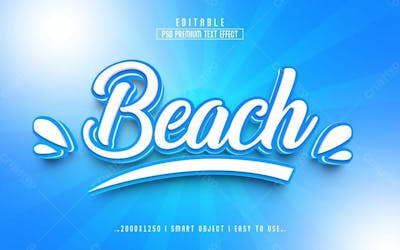 Praia 3D Estilo De Efeito De Texto Psd Editável