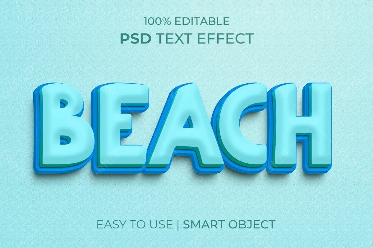Efeito de Texto Praia PSD Editável