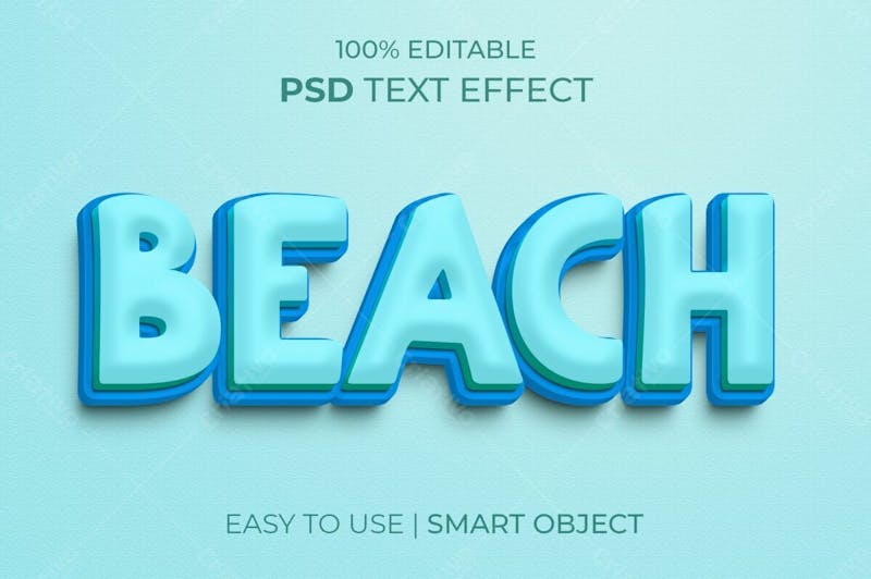 Praia 3d estilo de efeito de texto psd editável