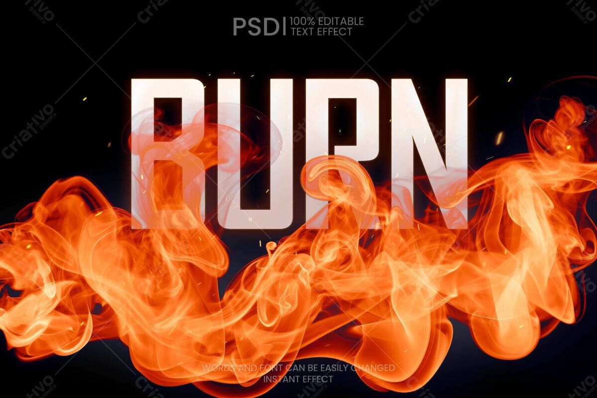 Efeito de Texto Fogo PSD Editável