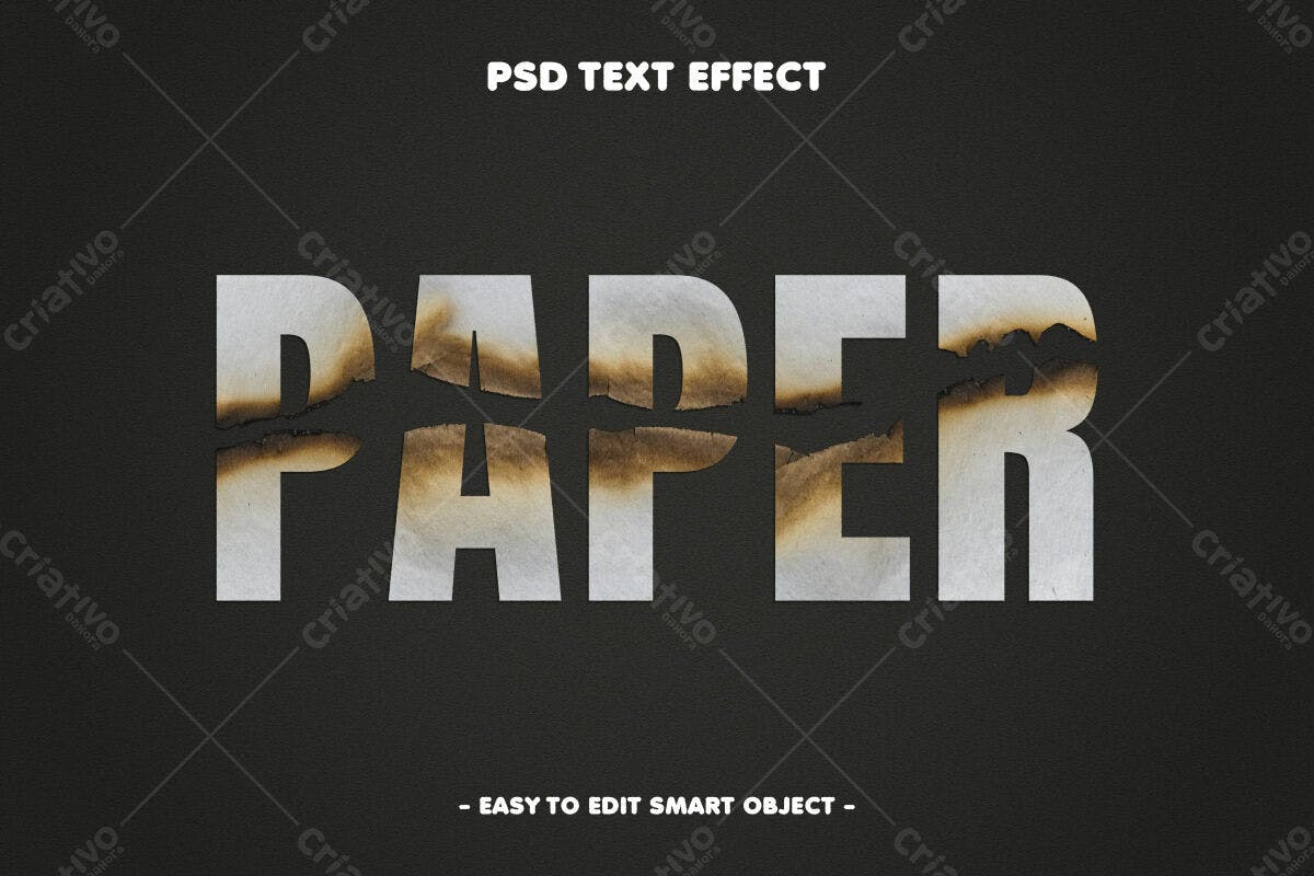 Efeito de Texto Queimado em Papel PSD Editável