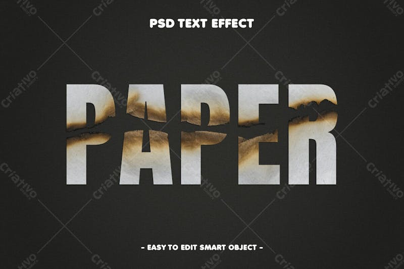 Queima de papel efeito de texto psd editável em 3d estilo moderno