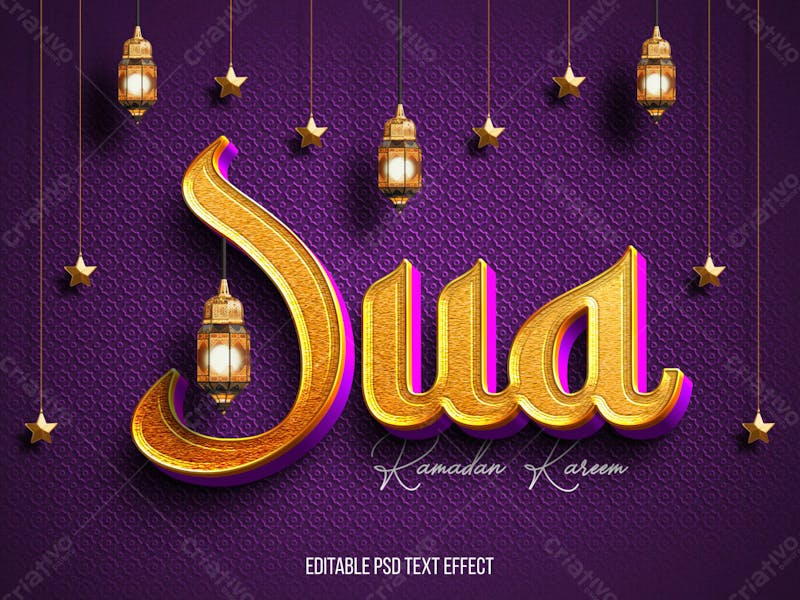 Ramadã islâmico 3d editável efeito de texto psd estilo moderno