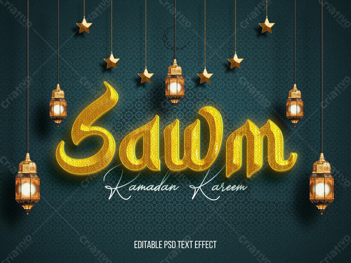 Efeito de Texto Ramadan Kareem PSD Editável