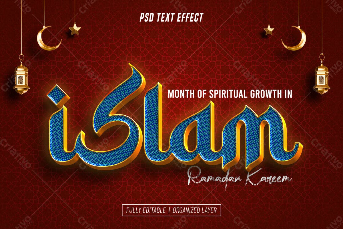 Efeito de Texto para Ramadan Kareem PSD Editável