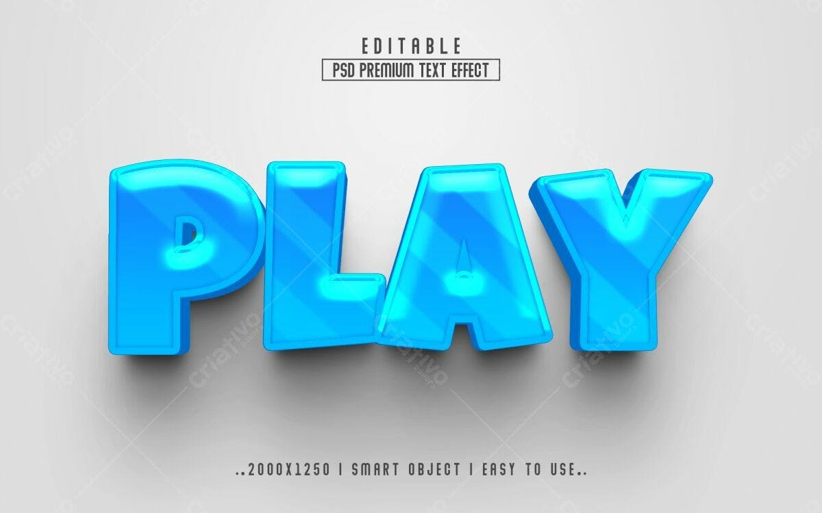 Efeito de Texto 3D Azul Playful PSD Editável