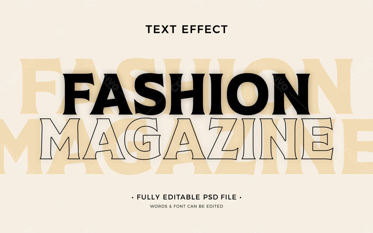 Efeito de Texto Fashion Magazine PSD Editável