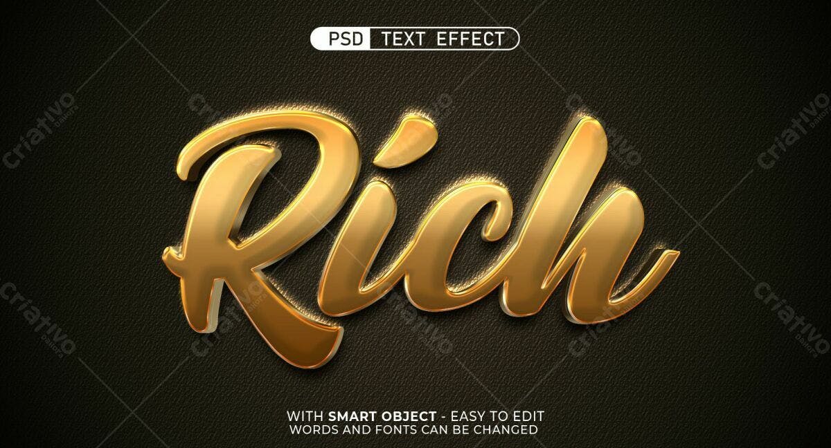 Efeito de Texto Luxuoso em Ouro PSD Editável