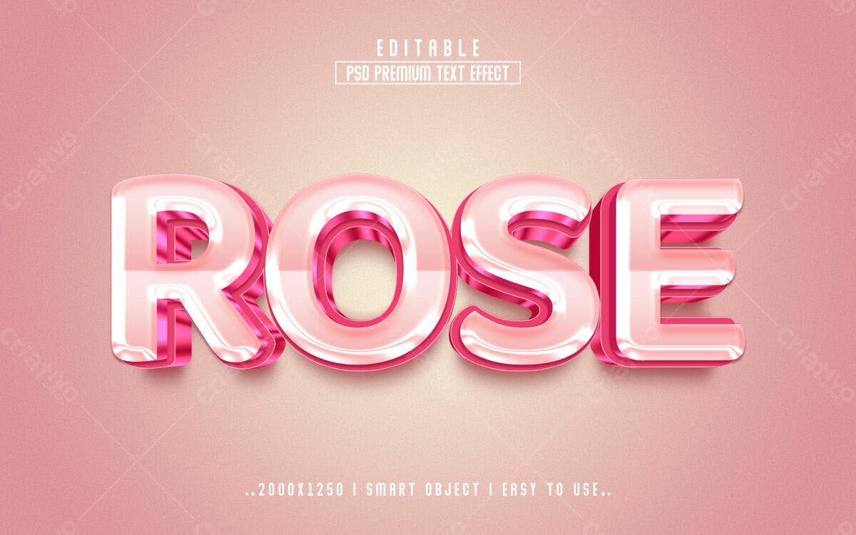 Efeito de Texto Rose PSD Editável