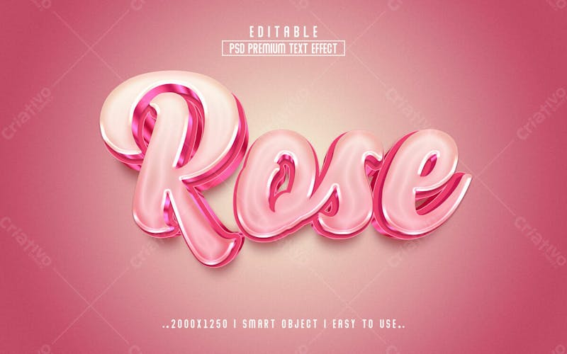 Rosa 3d editável efeito de texto psd estilo moderno