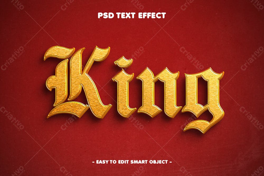 Rei 3D Efeito De Texto Psd Editável Estilo Moderno