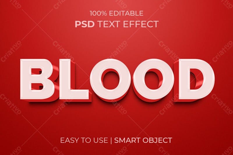Sangue 3d estilo de efeito de texto psd editável