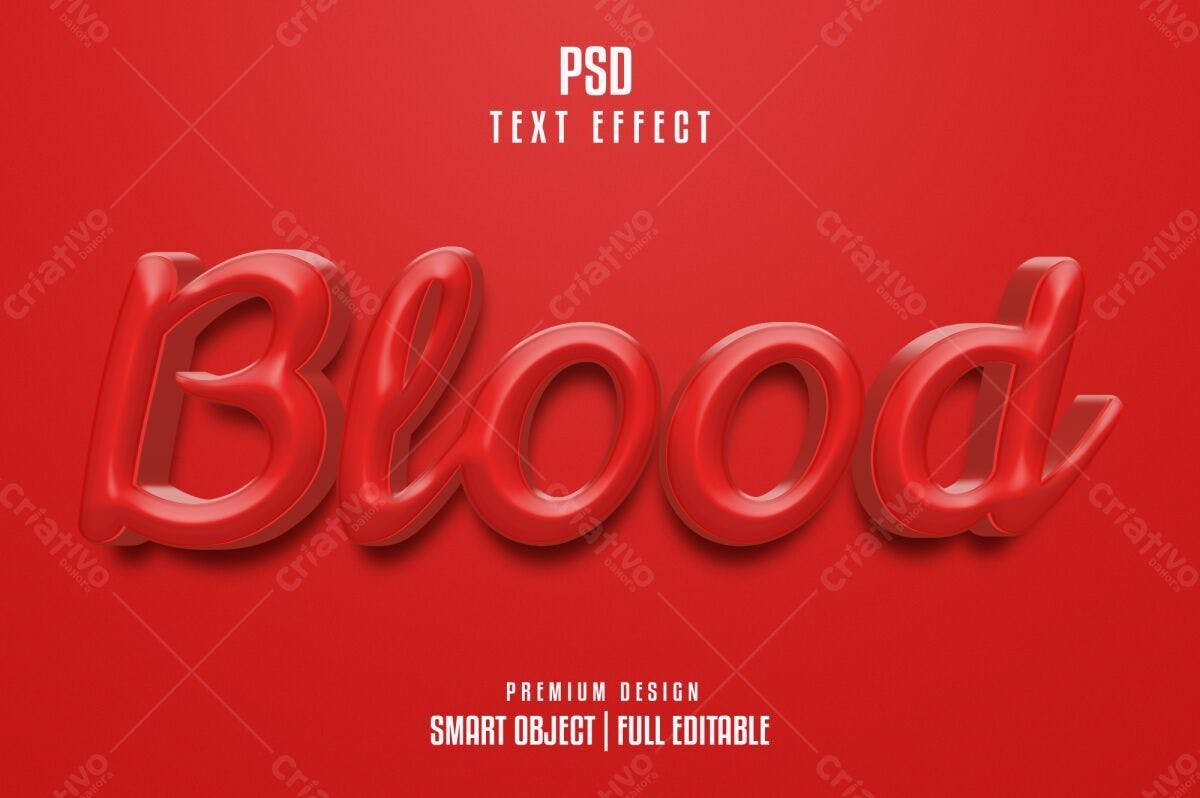 Efeito de Texto 3D em Vermelho PSD Editável