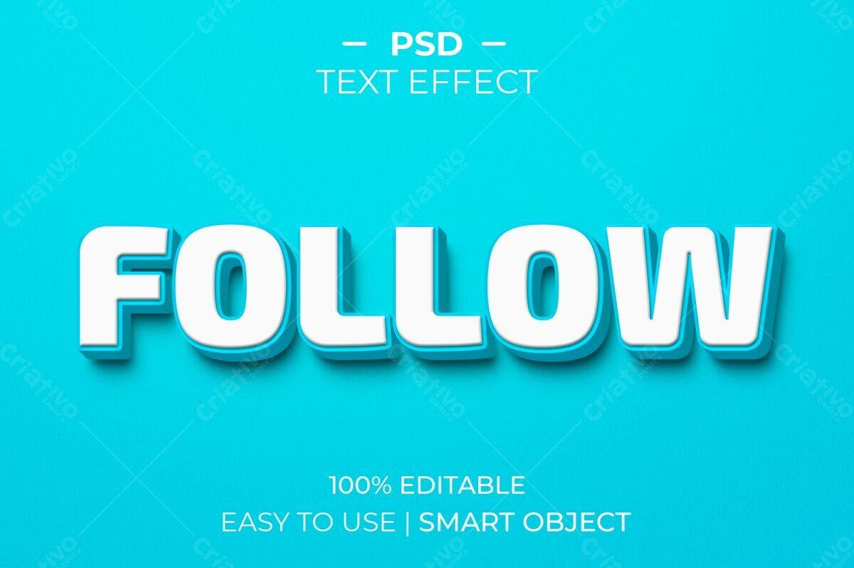 Efeito de Texto 3D para Redes Sociais PSD Editável