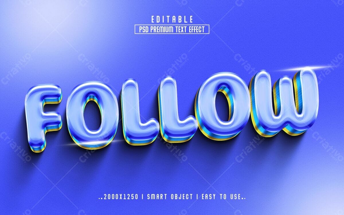Efeito de Texto 3D "Follow" PSD Editável
