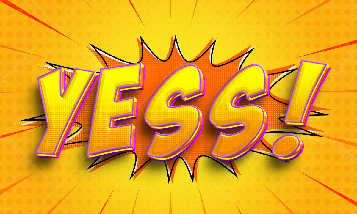 Banner "Yes!" em Estilo Comic PSD Editável