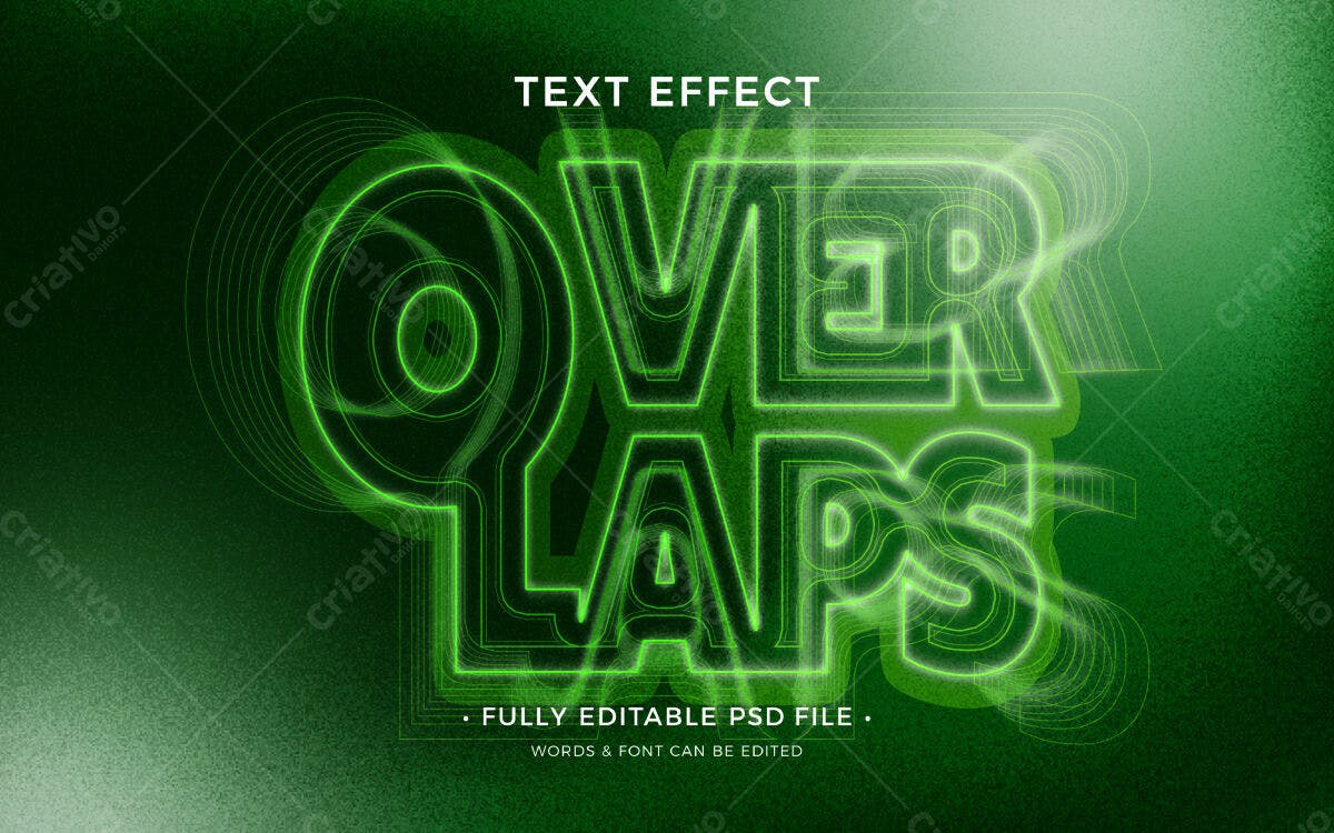 Efeito de Texto Neon Verde PSD Editável