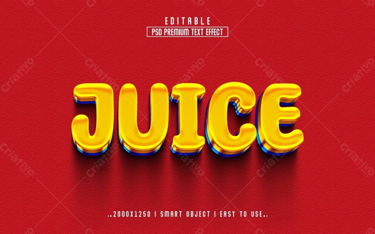 Efeito de Texto para Suco PSD Editável