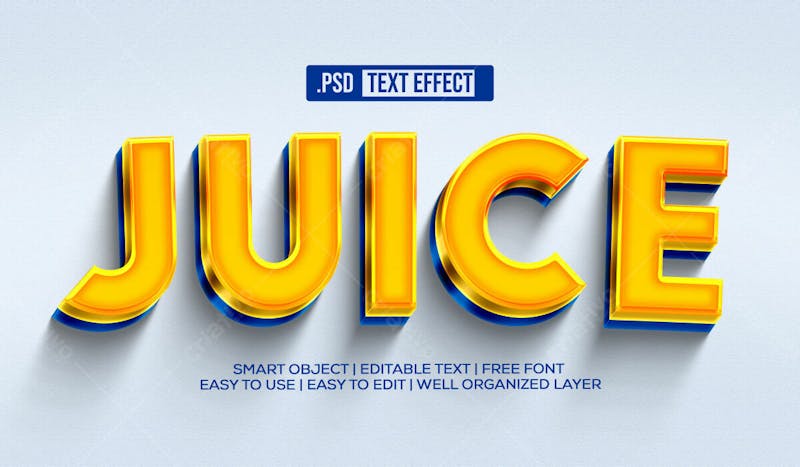 Suco 3d efeito de texto psd editável estilo moderno