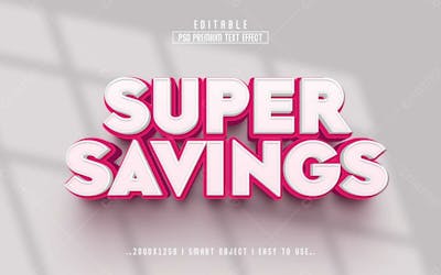 Super Economia Estilo De Efeito De Texto Psd Editável Em 3D